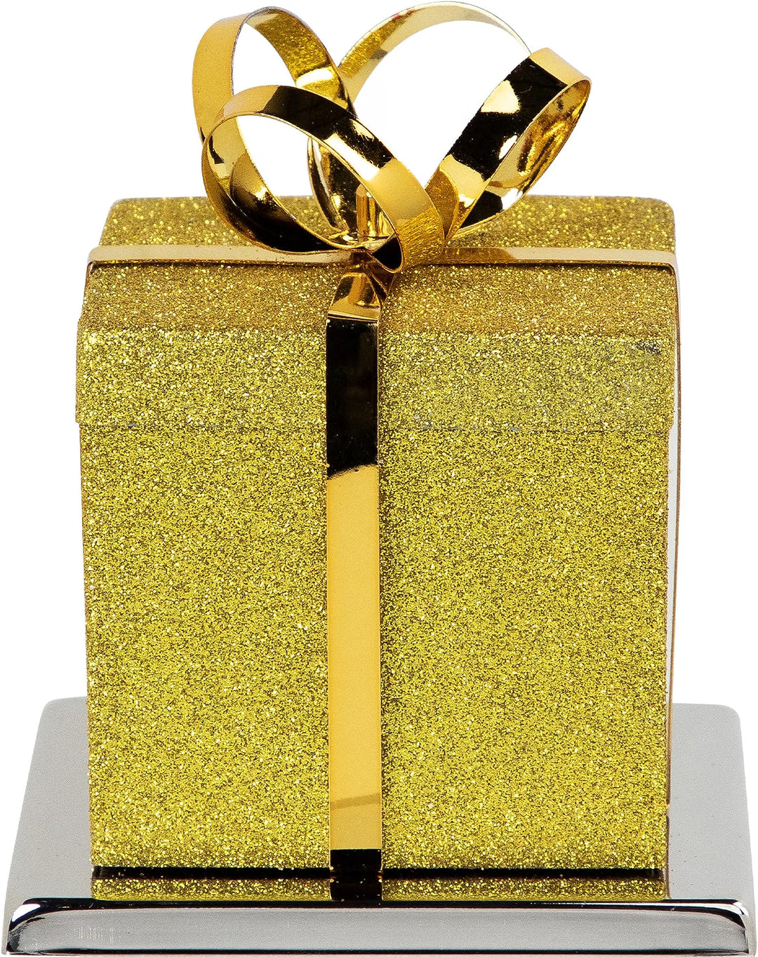 5.5" Glitter Gold and Silver Gift Box Metal Christmas Stocking Holder