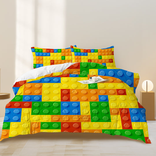 Colorful Building Blocks 3-Piece Comforter Set
