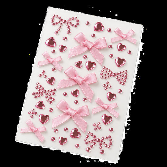 3D Bow &amp; Heart Gem Decorative Sticker Sheet