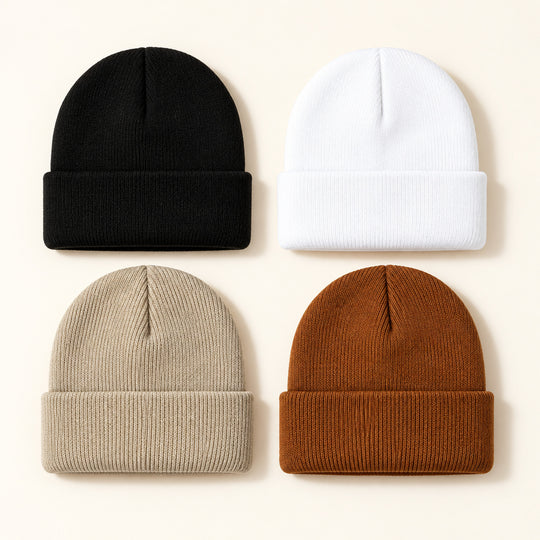 4-Piece Baby Knit Cuffed Beanie Set