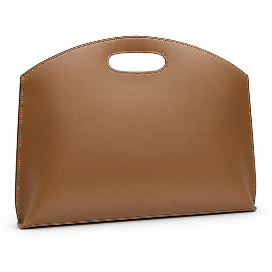 Brown Cutout Handle Document Bag