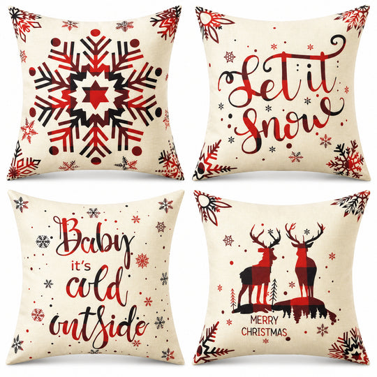 4-Piece Christmas Throw Pillow Cover Set