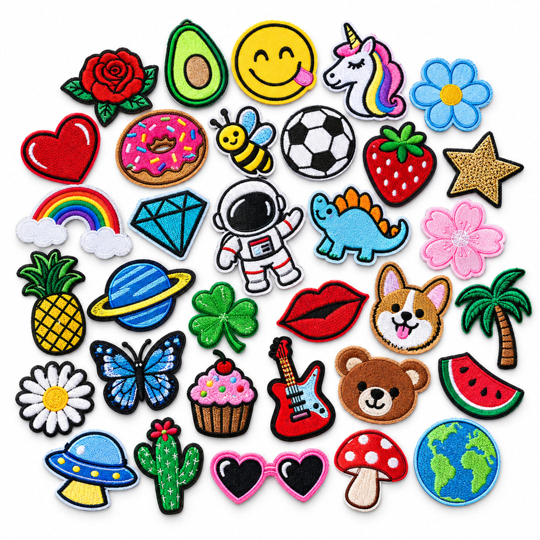30-Piece Assorted Embroidered Clothing Patches