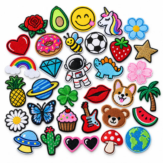 30-Piece Assorted Embroidered Clothing Patches