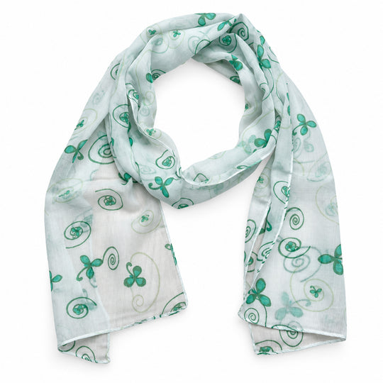 Lightweight Sheer Green Botanical Print Scarf