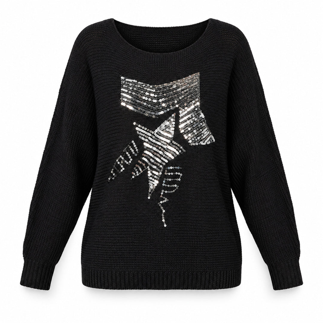 Sequin Graphic Dolman Sleeve Knit Top