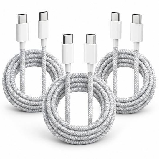 3-Pack 60W Braided USB-C to USB-C Cables