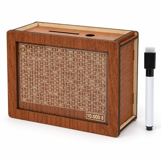Wooden Savings Challenge Box