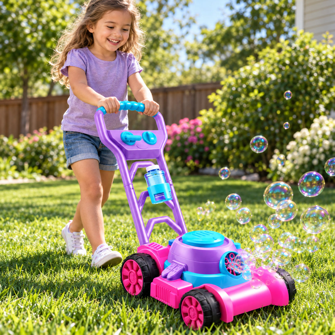 Pink Bubble Lawn Mower Toy for Kids