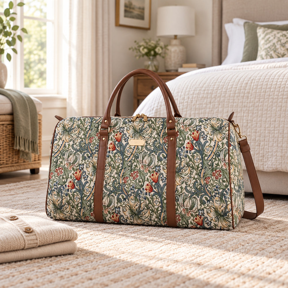 Golden Lily Floral Travel Holdall Duffel Bag
