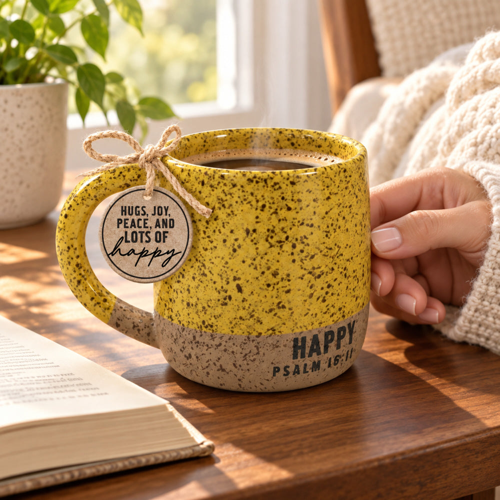 18 oz Speckled Happy Psalm 16 Ceramic Mug