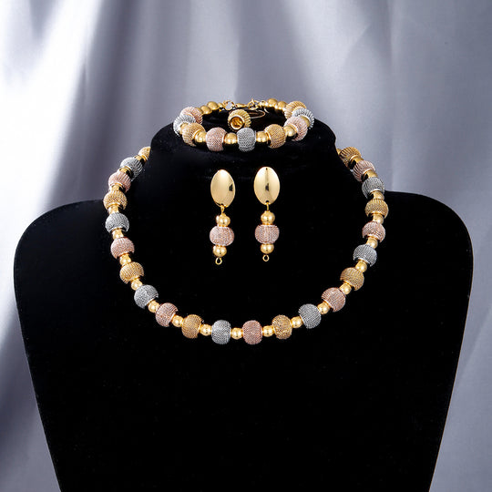 5-Piece Gold Plated Beaded Jewelry Set for Women