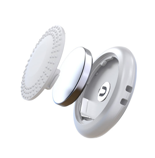 White electronic device with a textured cover on a white background
