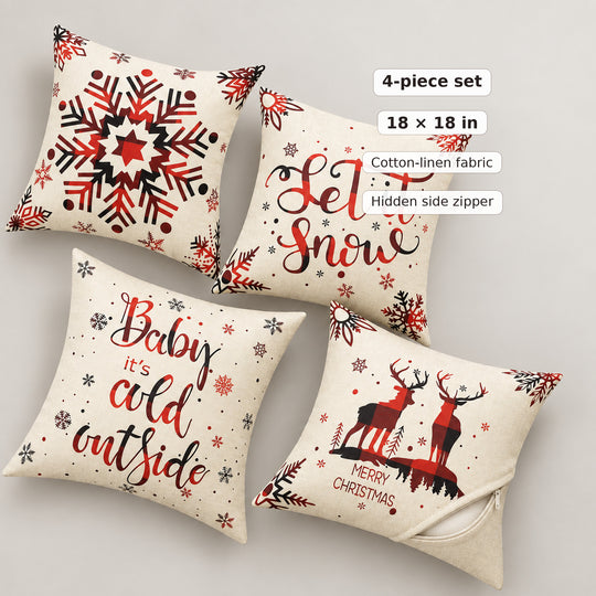 4-Piece Christmas Throw Pillow Cover Set