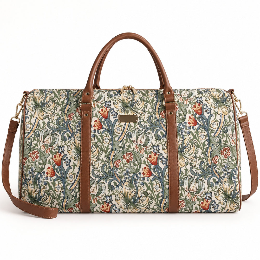 Golden Lily Floral Travel Holdall Duffel Bag