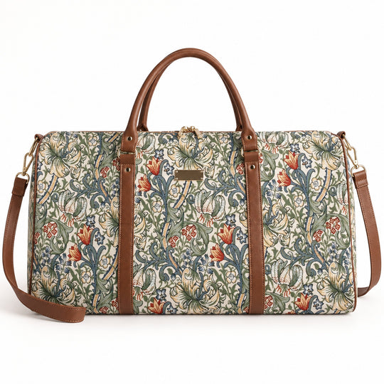 Golden Lily Floral Travel Holdall Duffel Bag