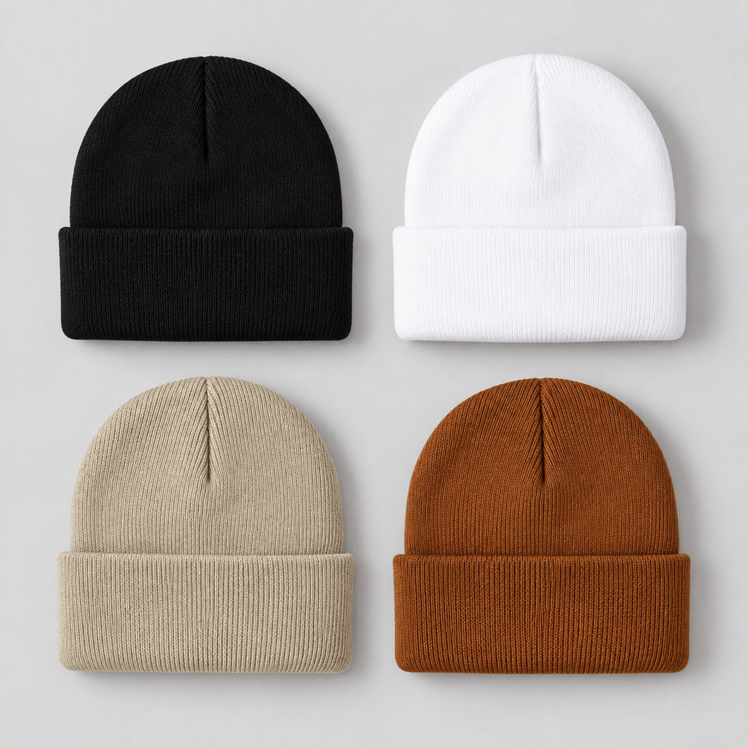 4-Piece Baby Knit Cuffed Beanie Set