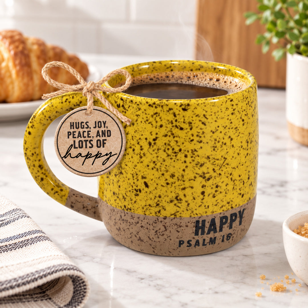 18 oz Speckled Happy Psalm 16 Ceramic Mug