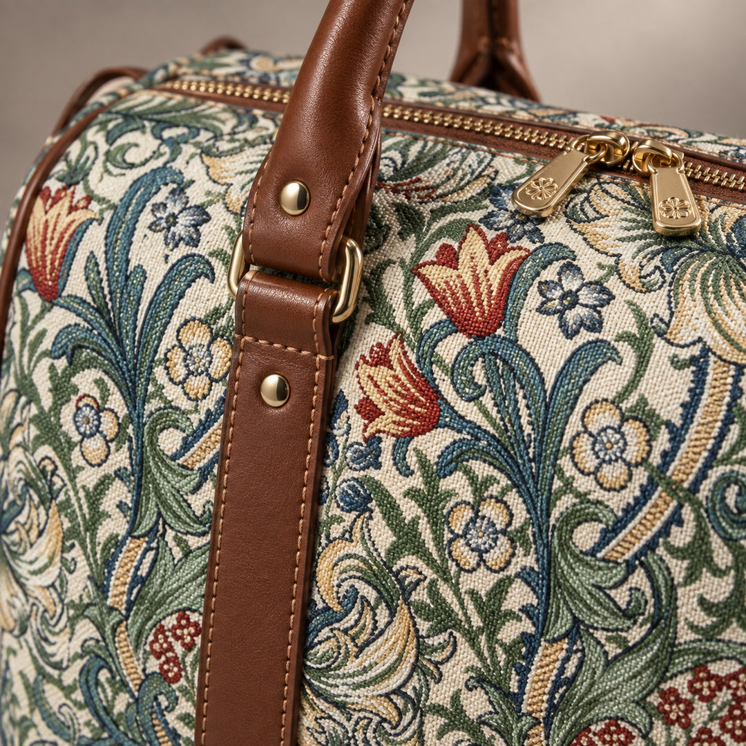 Golden Lily Floral Travel Holdall Duffel Bag