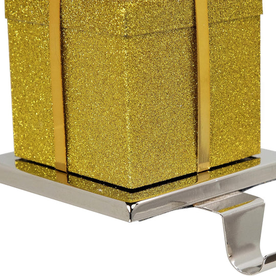 Gold Gift Box Christmas Stocking Holder
