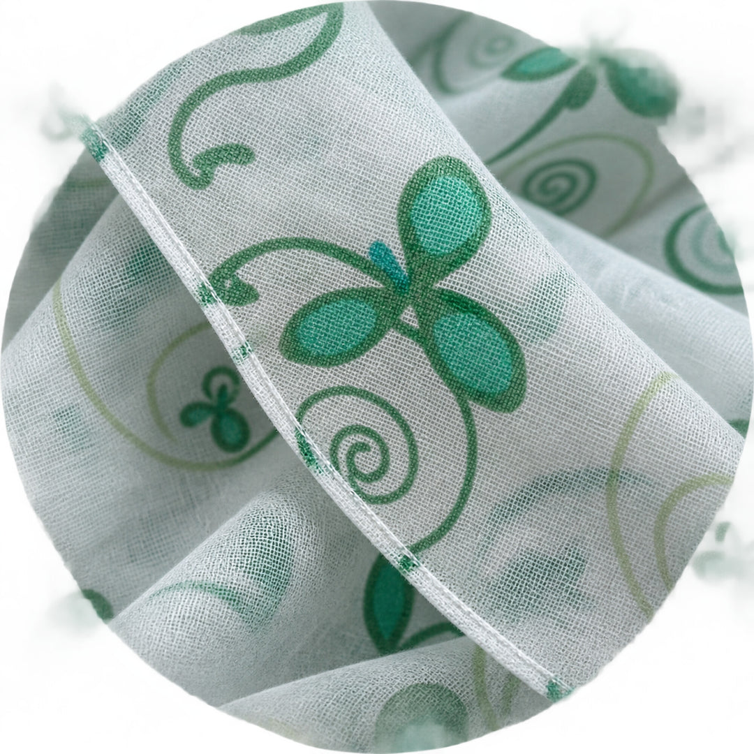 Lightweight Sheer Green Botanical Print Scarf