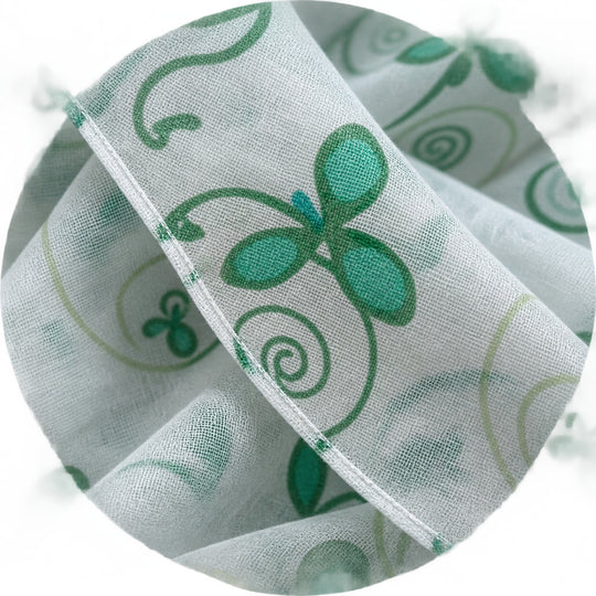 Lightweight Sheer Green Botanical Print Scarf