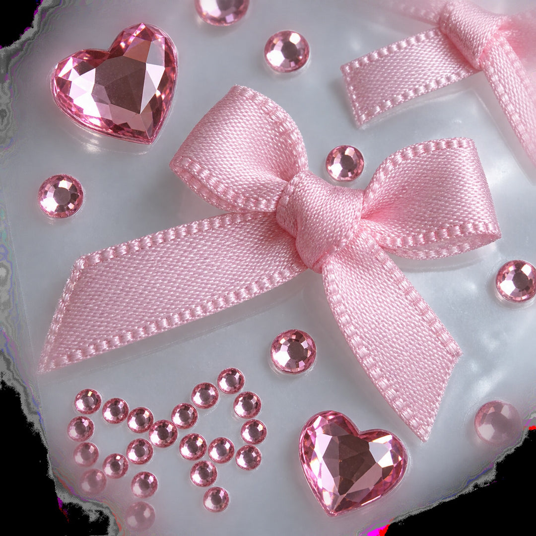 3D Bow &amp; Heart Gem Decorative Sticker Sheet