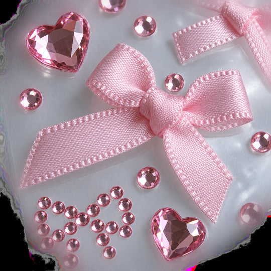 3D Bow &amp; Heart Gem Decorative Sticker Sheet