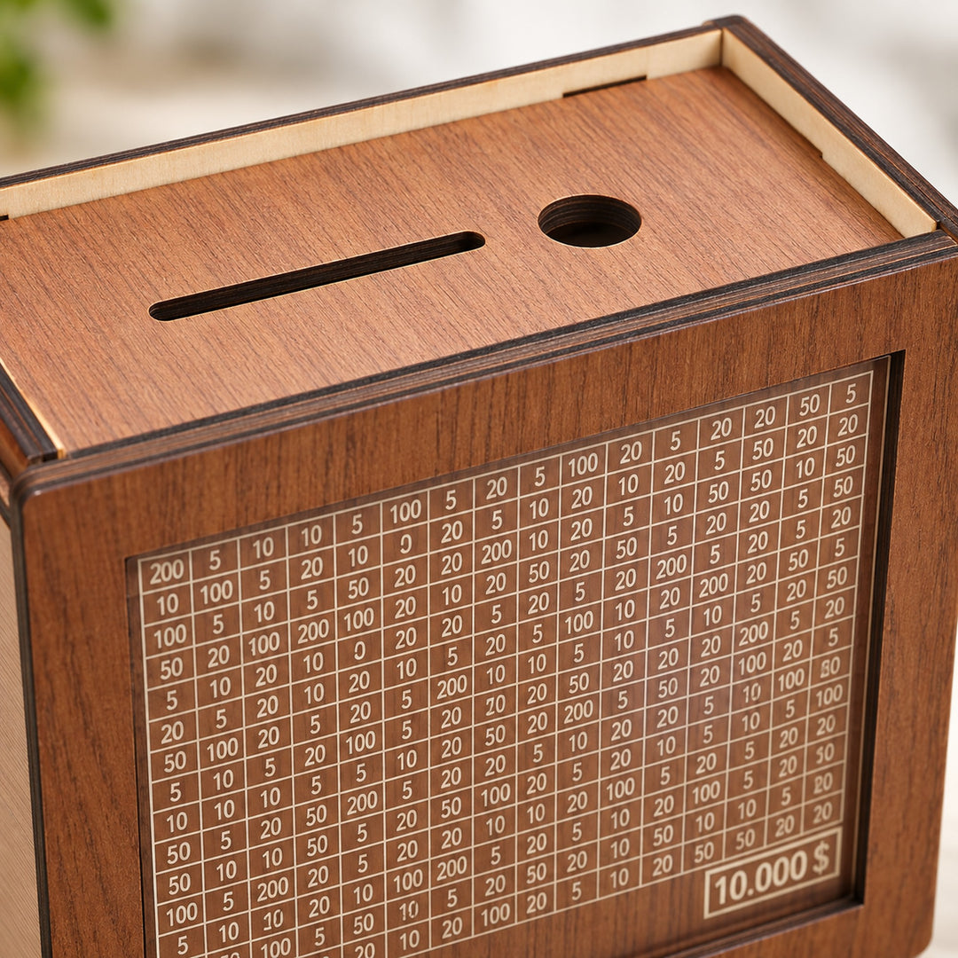 Wooden Savings Challenge Box