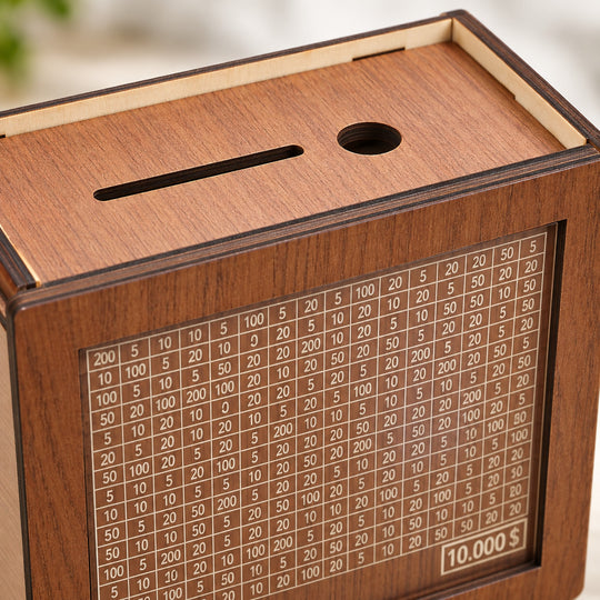 Wooden Savings Challenge Box