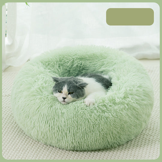 Cozy Plush Calming Pet Bed for Winter Comfort