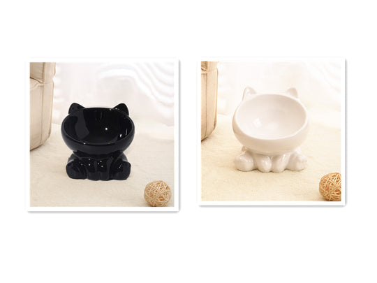 Angled Ceramic Pet Food Bowl