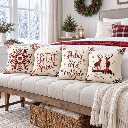 4-Piece Christmas Throw Pillow Cover Set