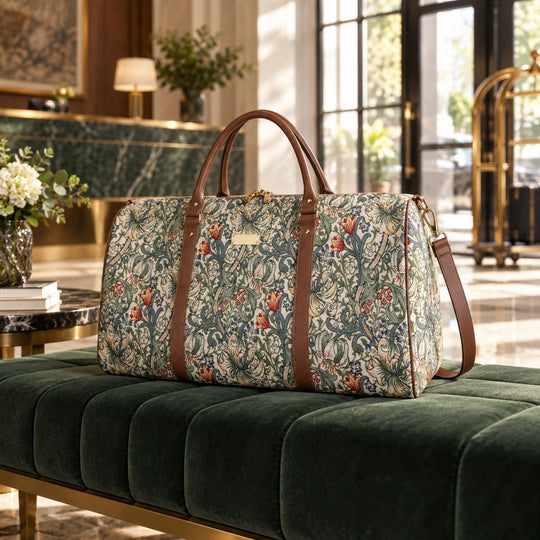 Golden Lily Floral Travel Holdall Duffel Bag