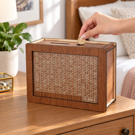 Wooden Savings Challenge Box
