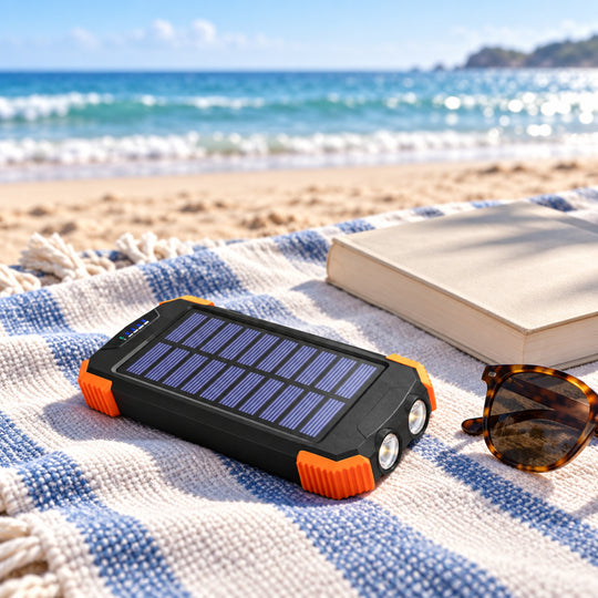10,000mAh Solar Wireless Power Bank with Flashlight