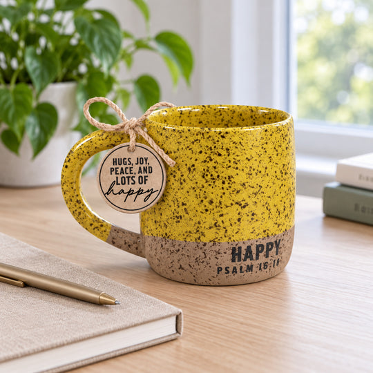 18 oz Speckled Happy Psalm 16 Ceramic Mug