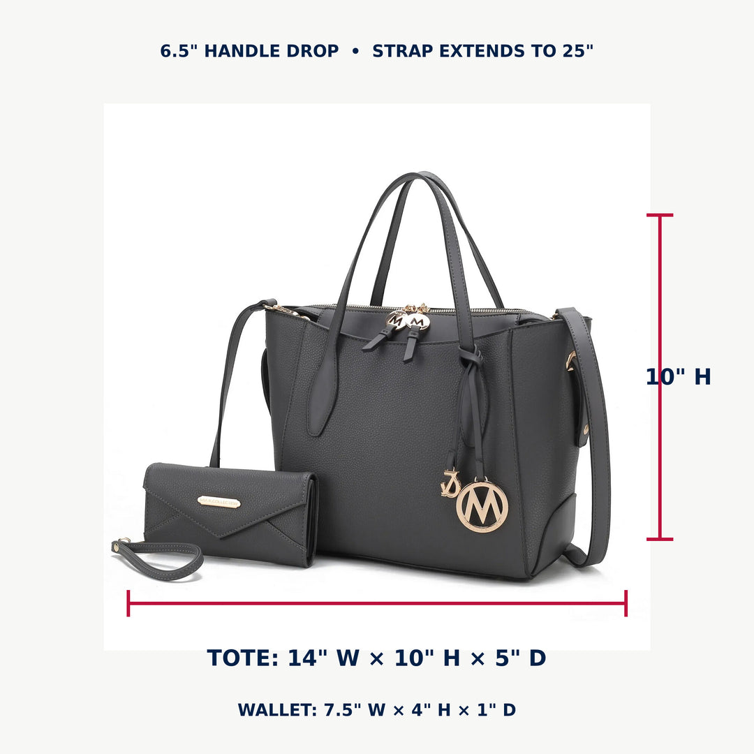 Bruna Vegan Leather Tote Bag with Wallet