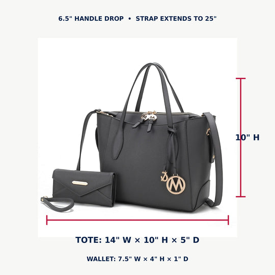 Bruna Vegan Leather Tote Bag with Wallet