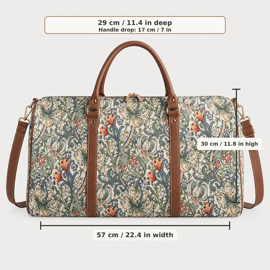 Golden Lily Floral Travel Holdall Duffel Bag