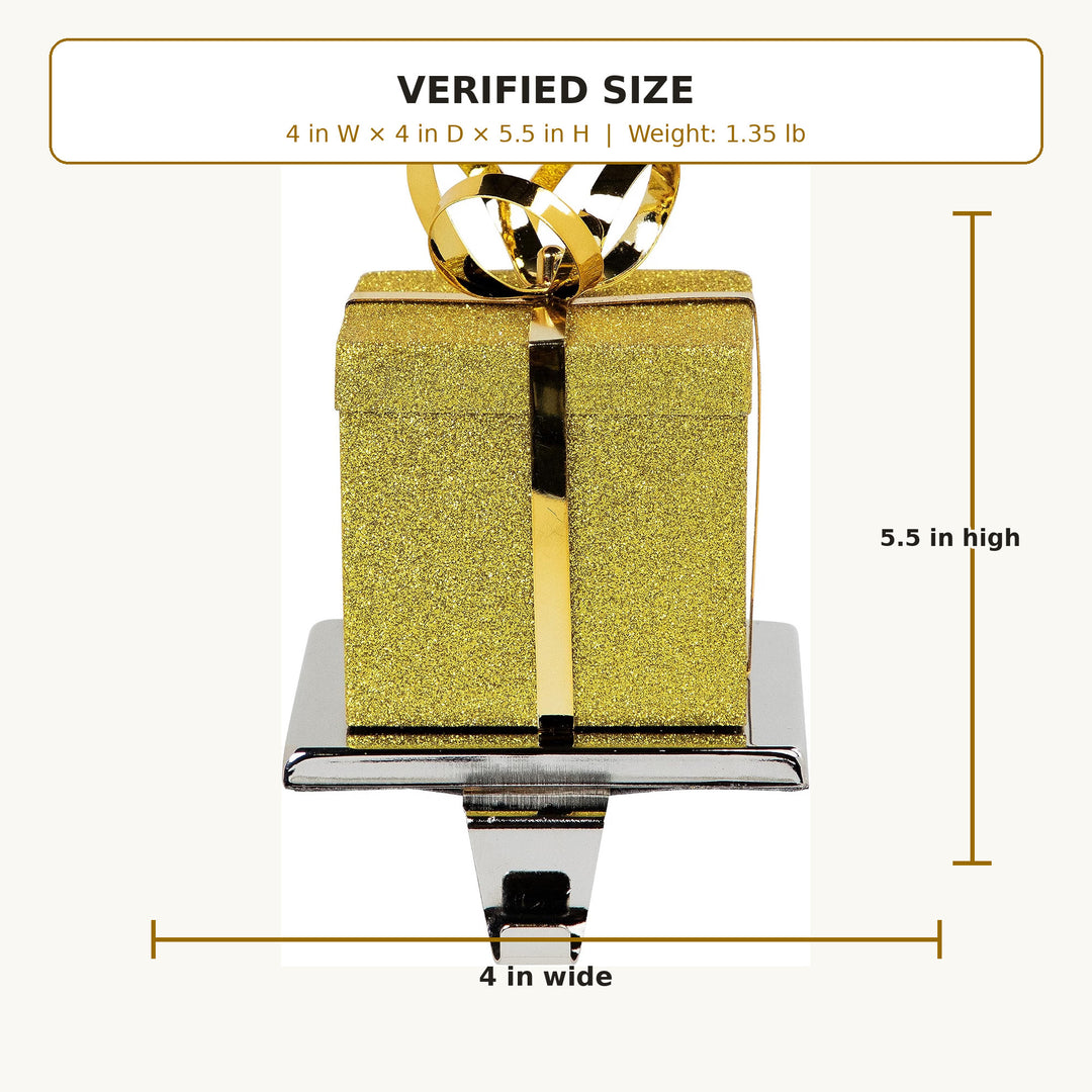 Gold Gift Box Christmas Stocking Holder