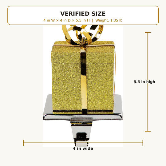 Gold Gift Box Christmas Stocking Holder