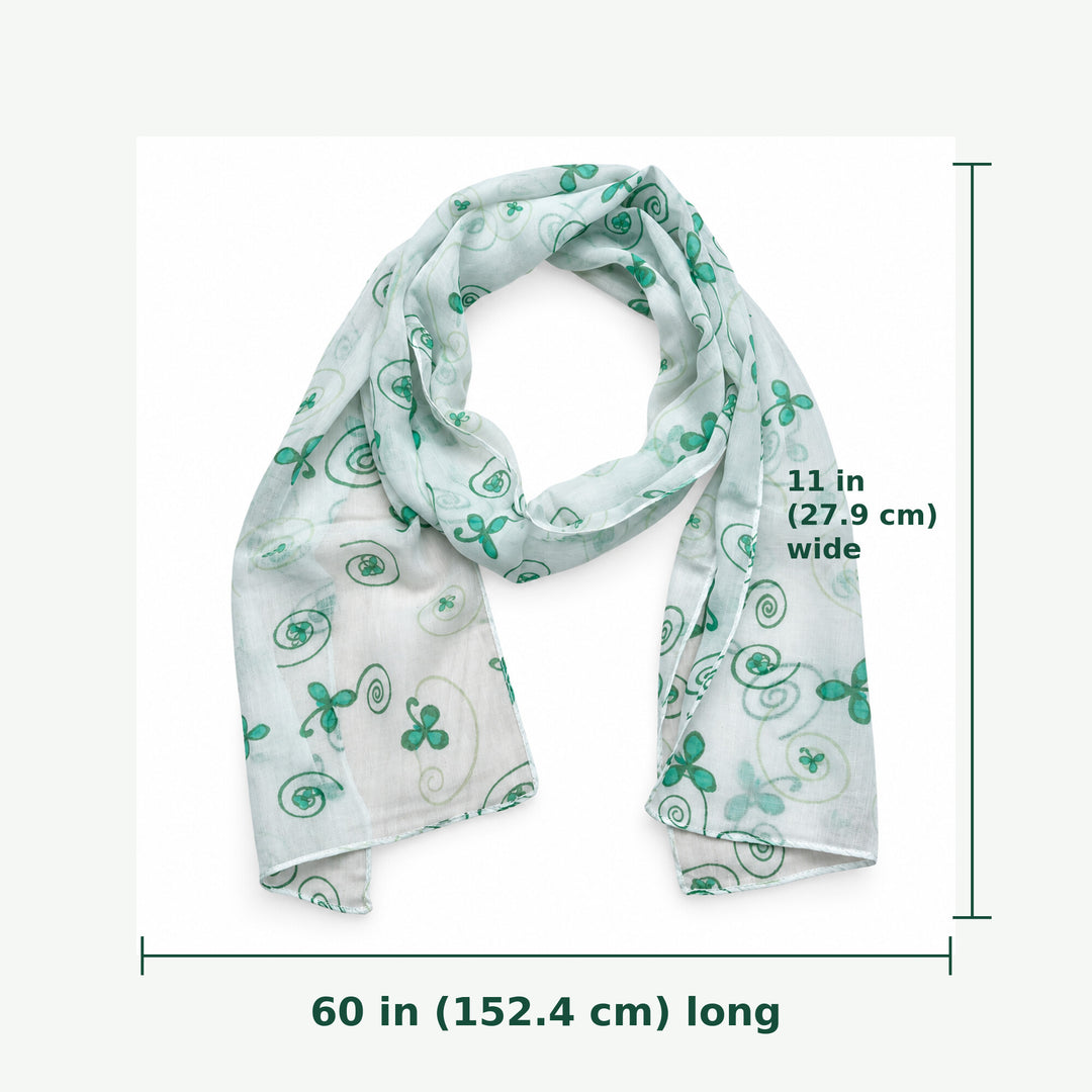 Lightweight Sheer Green Botanical Print Scarf