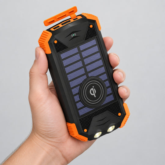 10,000mAh Solar Wireless Power Bank with Flashlight