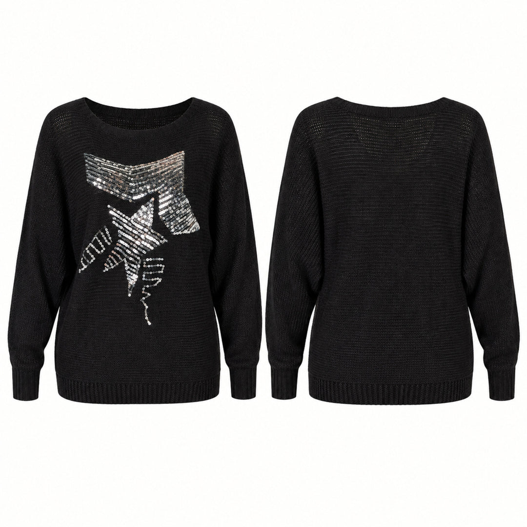 Sequin Graphic Dolman Sleeve Knit Top