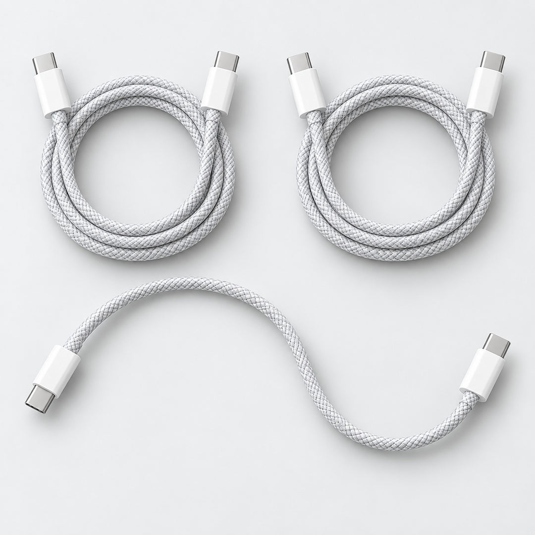 3-Pack 60W Braided USB-C to USB-C Cables
