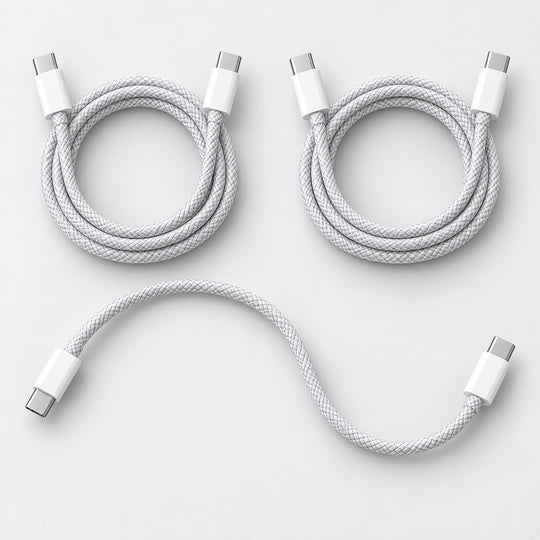3-Pack 60W Braided USB-C to USB-C Cables