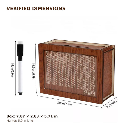 Wooden Savings Challenge Box