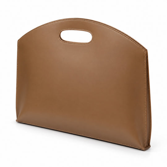 Brown Cutout Handle Document Bag