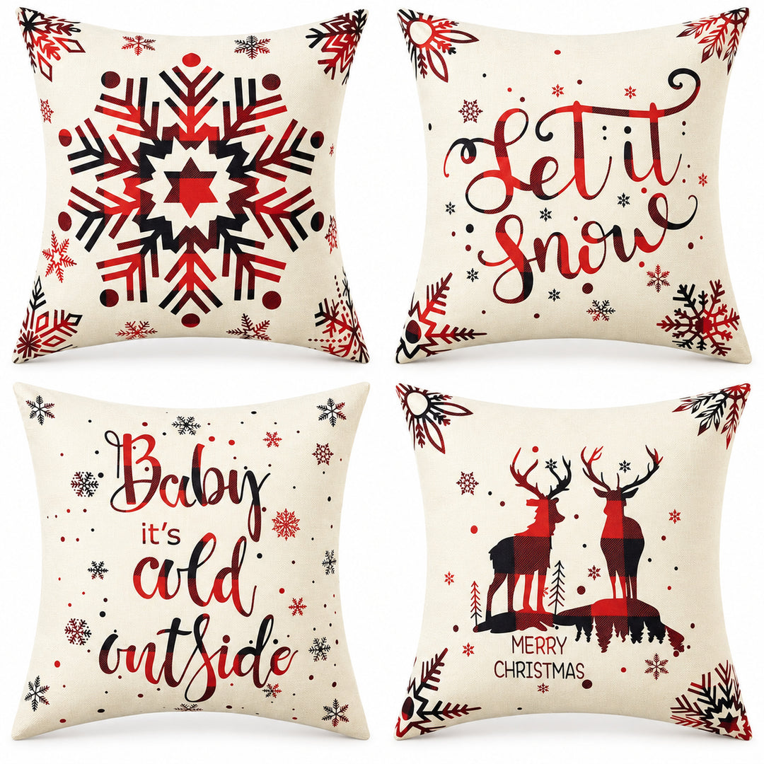 4-Piece Christmas Throw Pillow Cover Set
